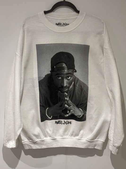 VINTAGE TUPAC POETIC JUSTICE WHITE SWEATSHIRT SIZE LARGE