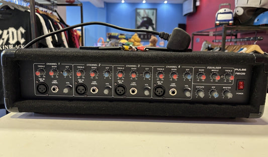 Pulse PMH200 4 Channel 200W 2 x 100W Mono Mixer PA Speaker Amplifier Amp Head