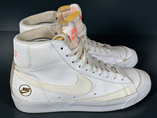 Nike Blazer Mid '77 White Sail Gold Pink Trainers Size UK 6 US 8.5