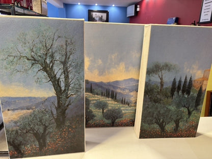 J Pernath Canvas 3x Block Prints 46cm Tall