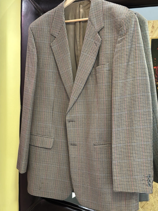 St Michael Blazer Mens Vintage 44L Pure New Wool Silk M&S Jacket Houndstooth