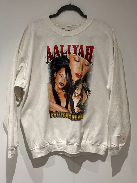 Vintage Aaliyah Rap Hip Hop Music Yellow Sweatshirt Princess Of R&B Size M/L