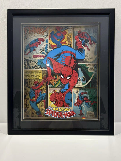 Spider-Man Poster Marvel Comics Black Wooden Framed Retro 55.5cmx65cm Frame