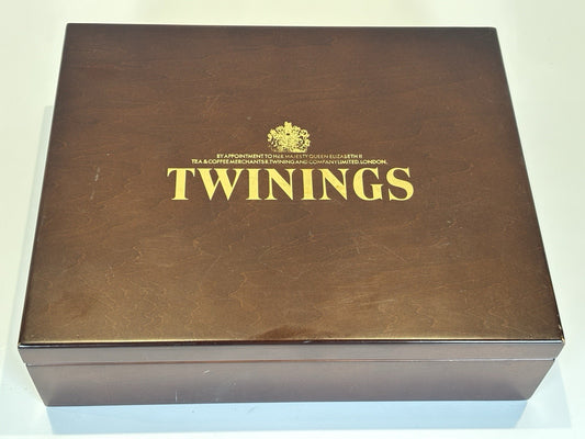 Twinings Deluxe Wooden Tea Box with 12 Compartments – Elegant & Collectible