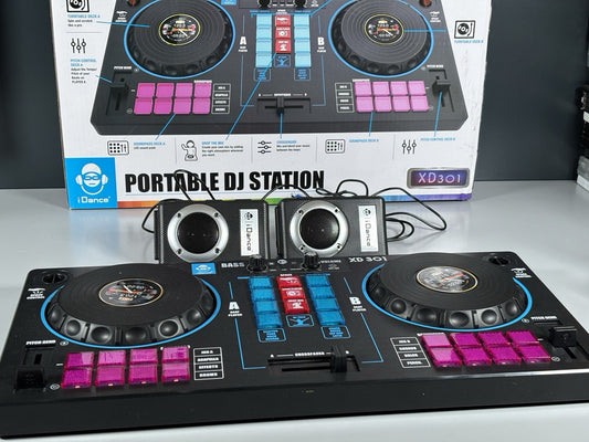 iDANCE XD301 Portable DJ Station with Dual Turntables and Speakers
