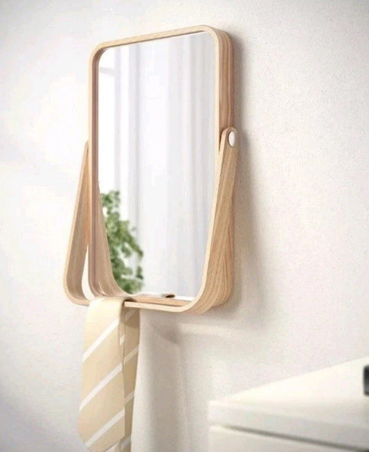 IKEA Ikornnes Vanity Table/ Mirror Bentwood Ash 42cm X 27cm Pivot Stand Used