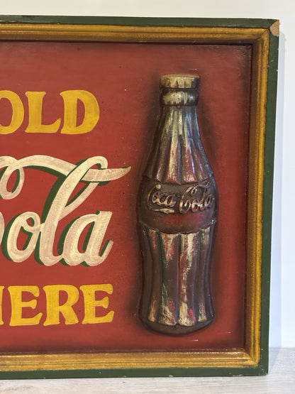 VINTAGE RARE ORIGINAL COCA COLA SIGN WOODEN 60cm x 40cm