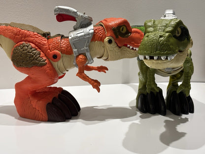 2x Jurassic World Mega Mouth T Rex Chomping Dinosaur Toy Imaginext
