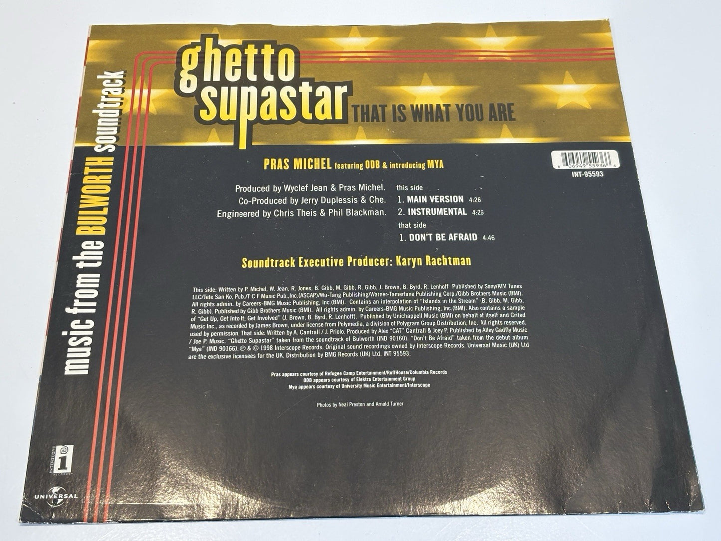 Pras Michel Featuring ODB & Mya  Ghetto Supastar 12" Single 1998 Wyclef Jean