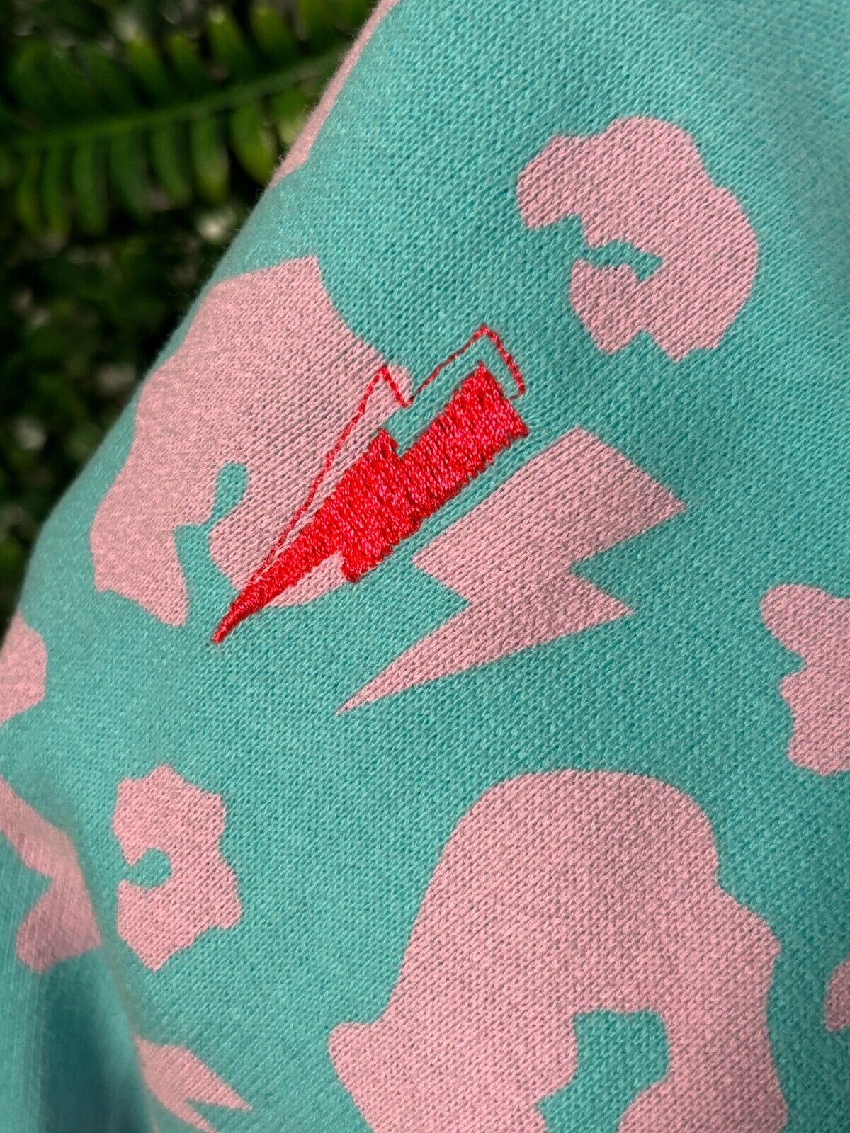 Scamp & Dude Turquoise Pink Leopard and Lightning Bolt Jumper Size XS