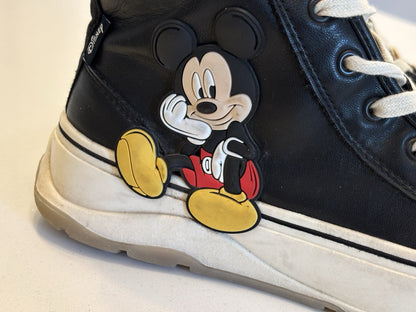 Zara Disney Mickey Mouse Lace Up Zip Platform Hi Top Trainers Black Size UK 6