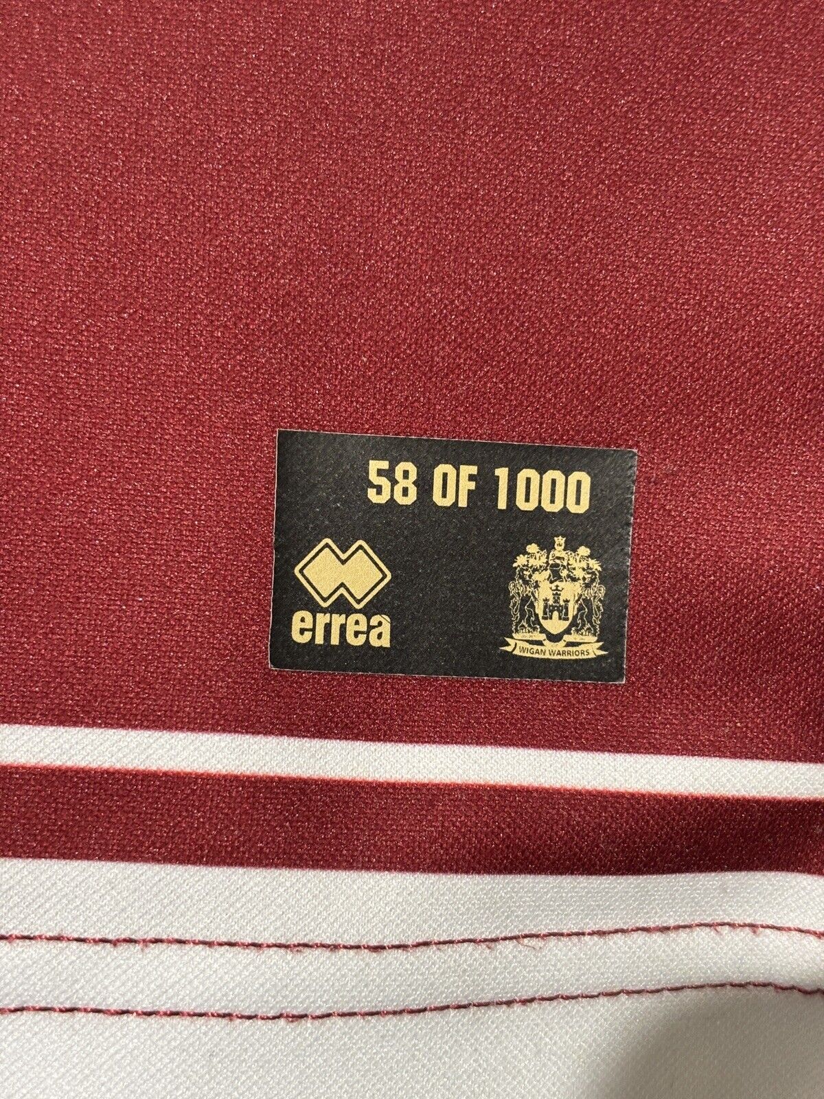 4800/976 Errea Home Rugby Shirt Wigan Warriors Limited Edition 451/1000
