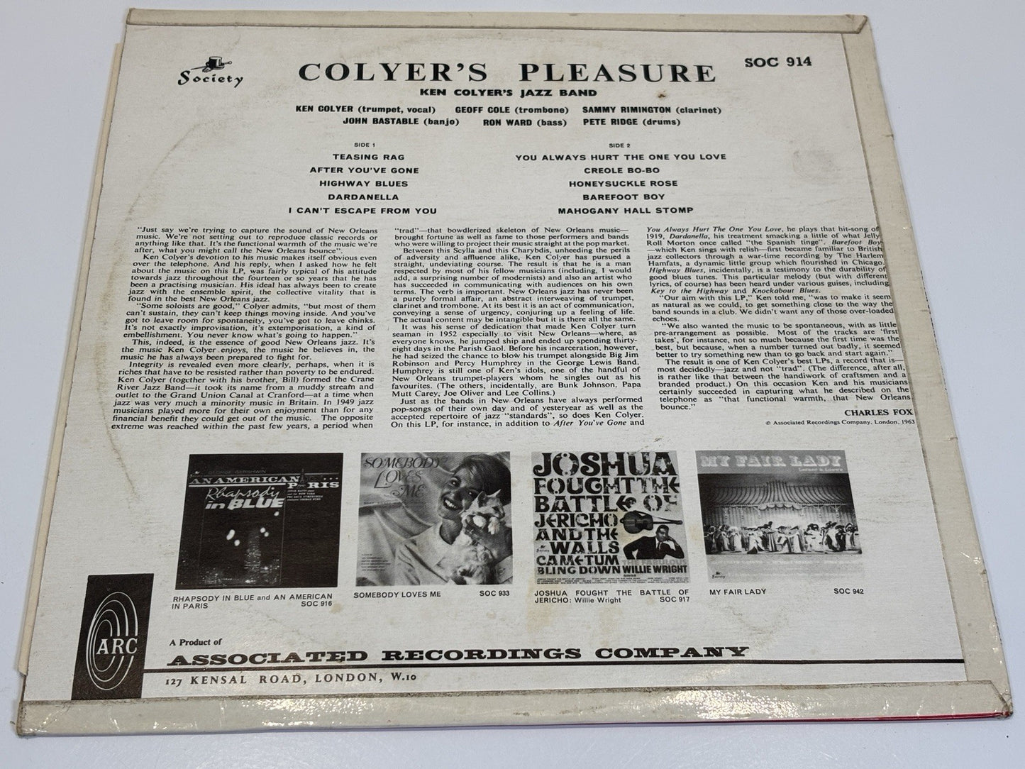 Ken Colyer's Jazz Band - Colyer's Pleasure (Vinyl)