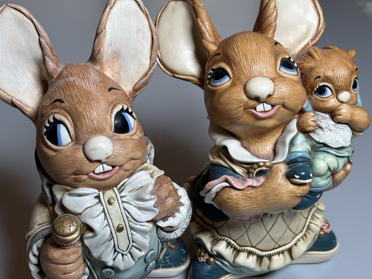 2 Large Pendelfin Rabbit Figures - Originals from Burnley Factory