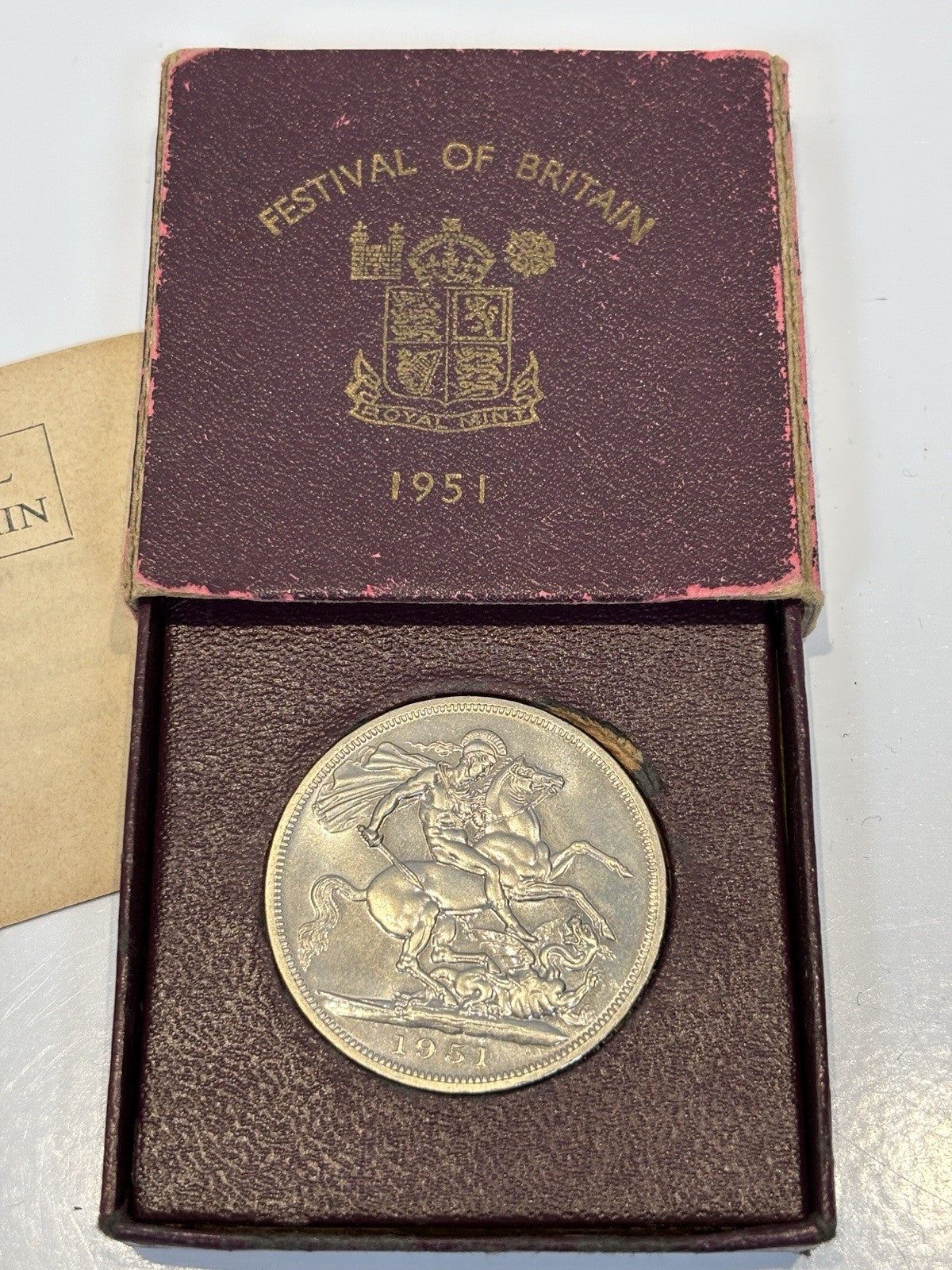 1951 Festival of Britain Five Shilling Coin in Box With Papers