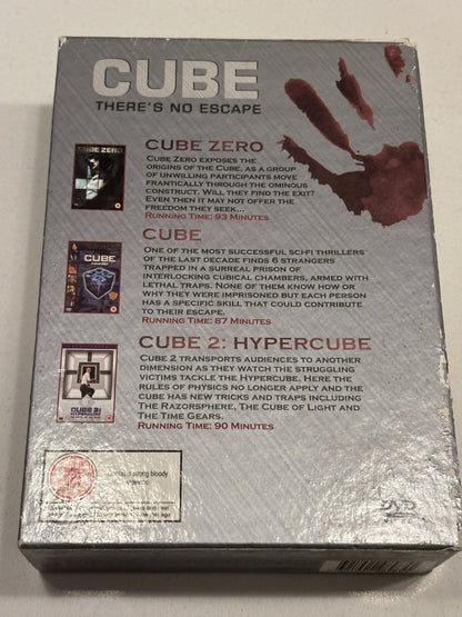 Cube Trilogy - Cube / Cube 2 / Cube Zero [DVD] {Free P&P Tracked 24}