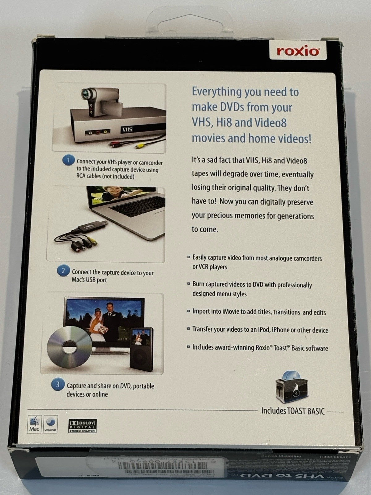 Roxio Easy VHS to DVD 3 For Mac Transfer VHS To DVD