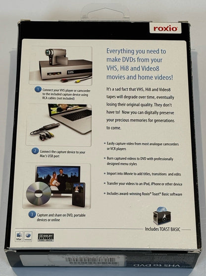 Roxio Easy VHS to DVD 3 For Mac Transfer VHS To DVD