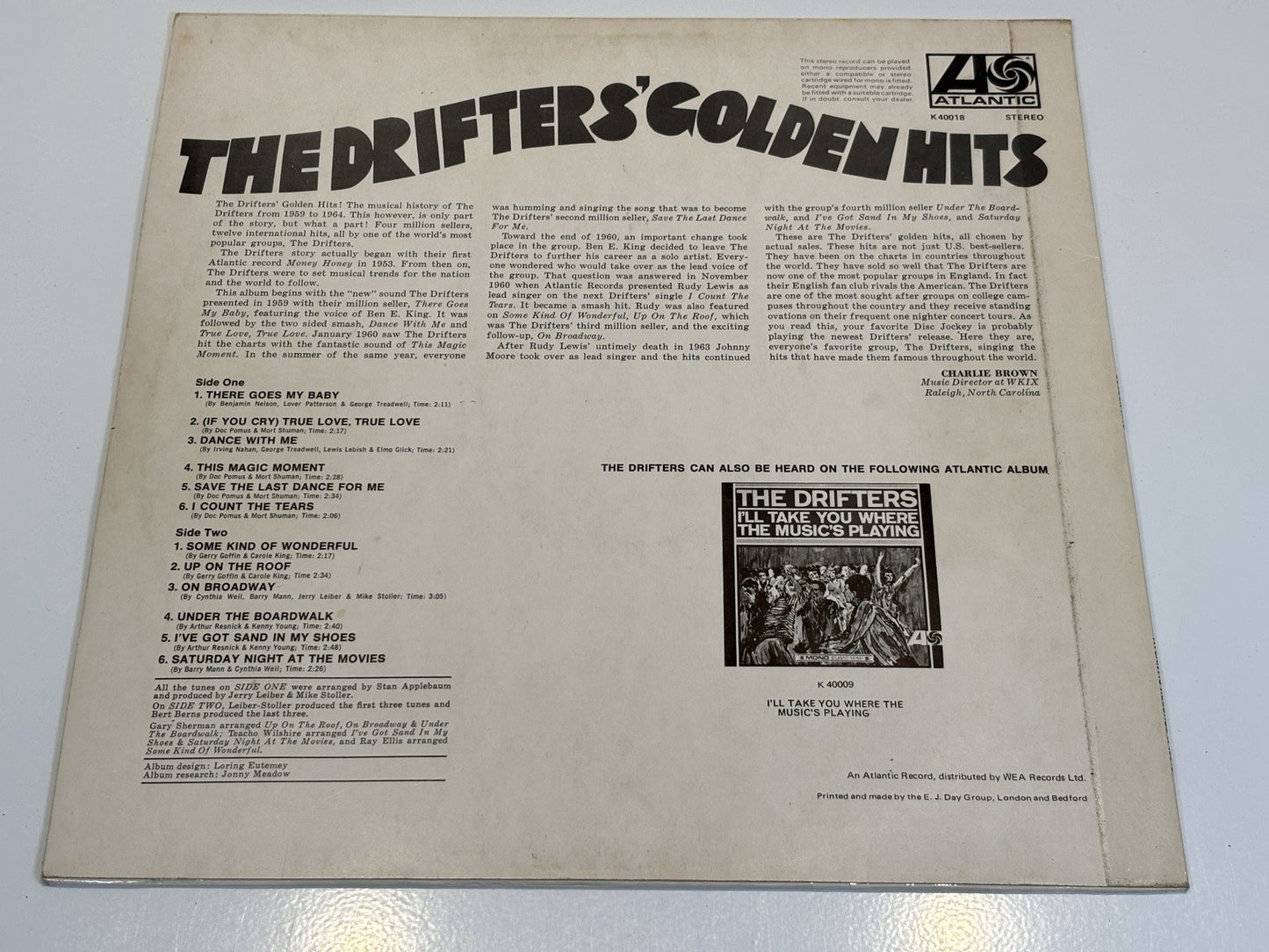 The Drifters Golden Hits Vinyl Record K 40018 1973