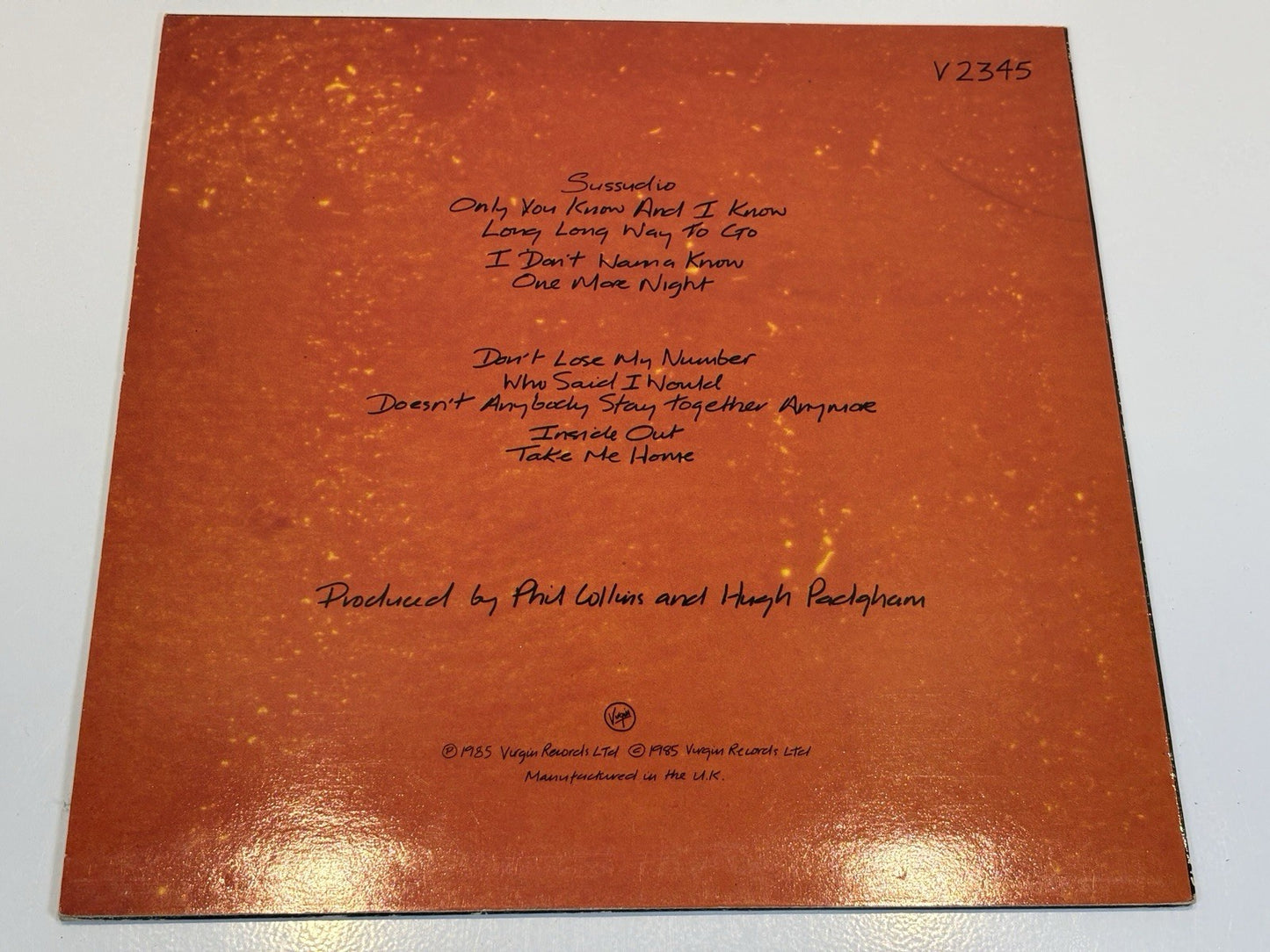 Phil Collins – No Jacket Required -  Vinyl Album - V 2345 - 1985