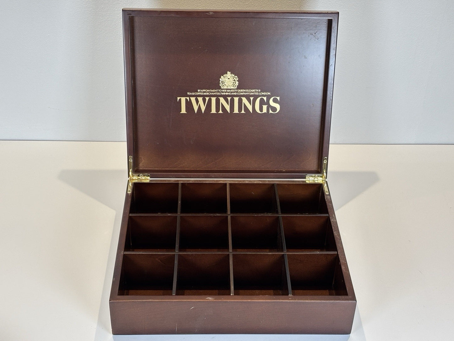 Twinings Deluxe Wooden Tea Box with 12 Compartments – Elegant & Collectible