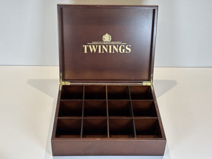 Twinings Deluxe Wooden Tea Box with 12 Compartments – Elegant & Collectible