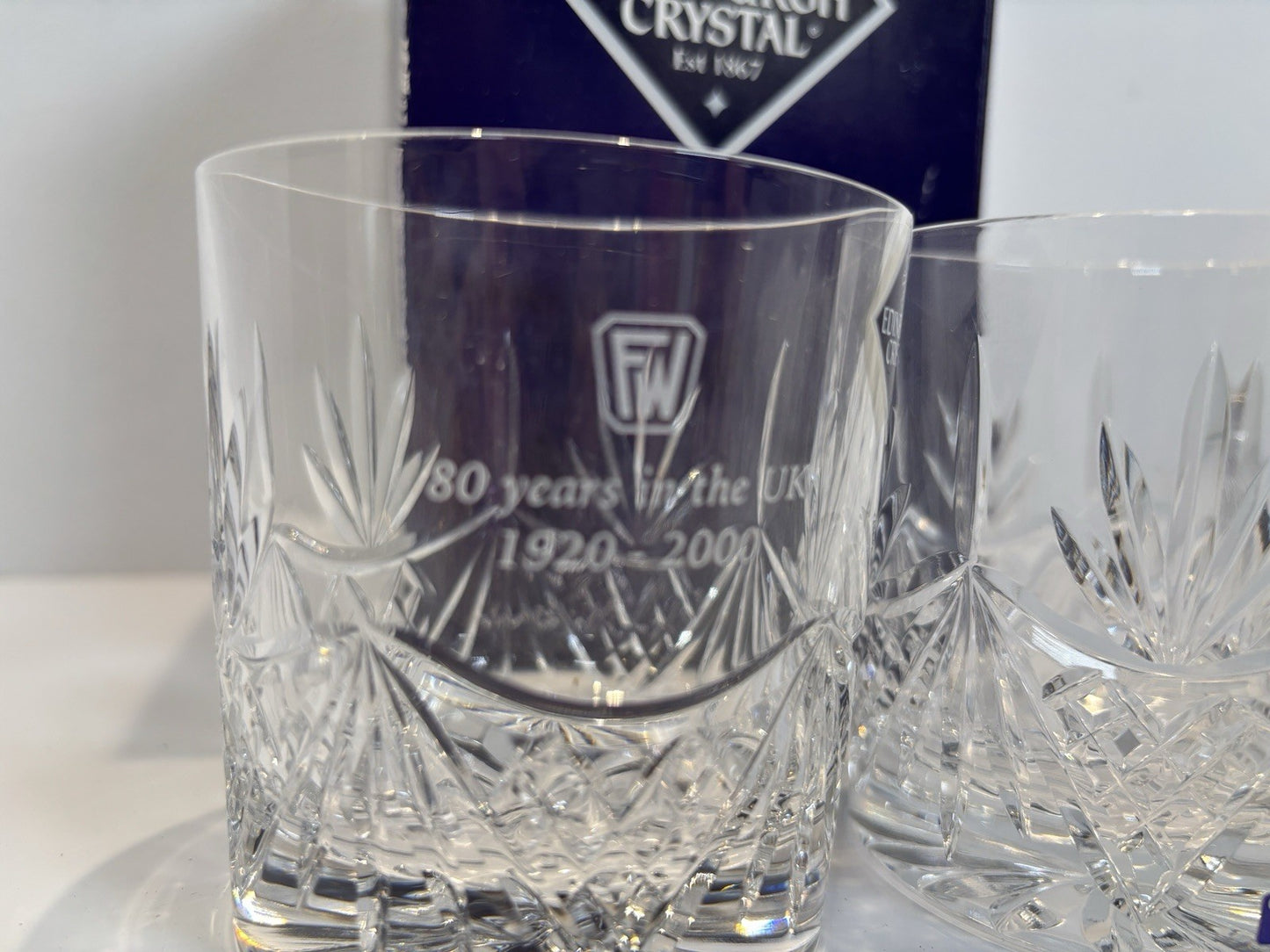 2 X Edinburgh Crystal Whiskey Glass Tumblers Set Anniversary