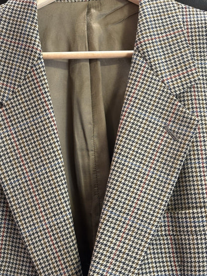 St Michael Blazer Mens Vintage 44L Pure New Wool Silk M&S Jacket Houndstooth
