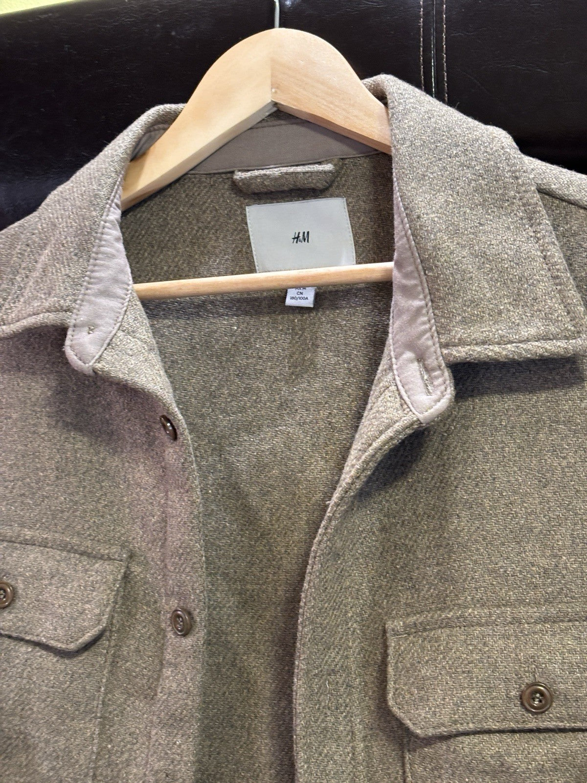 H&M mens shacket overshirt khaki