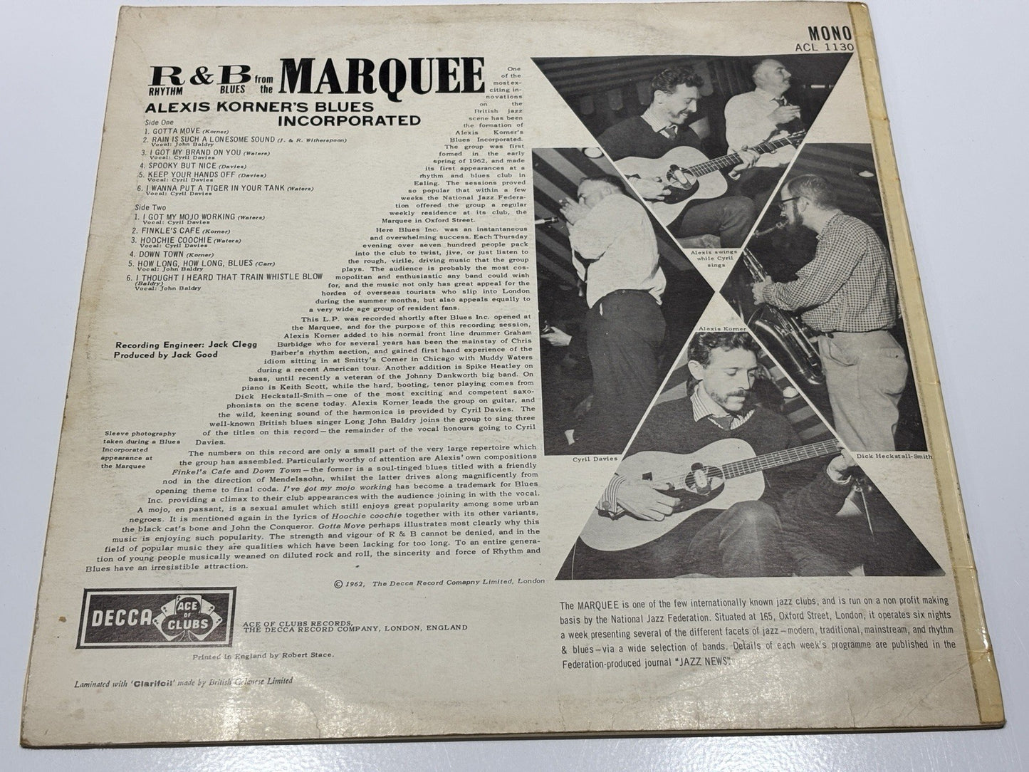 Alexis Korner's Blues Incorporated R&B From The Marquee 1962 LP