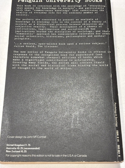The Social Construction of Reality by Berger, Peter, L. And Luckman, Thomas The