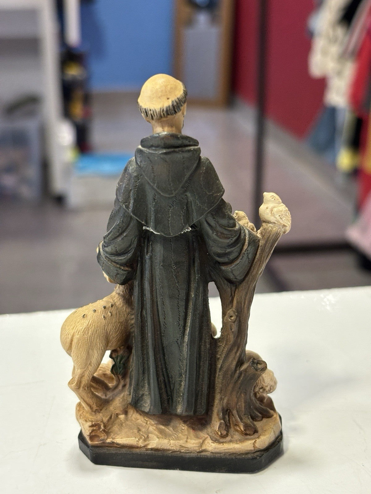 Vintage Monk And His Flock Figurine 10cm Ricardo Di Assisi Dipinto A Mano