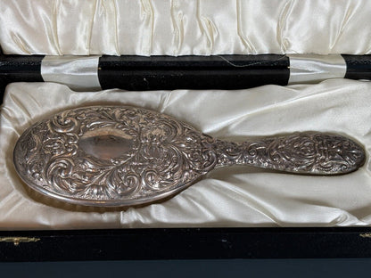 Antique 1800's Ornate Silver Vanity Brush Birmingham & Box