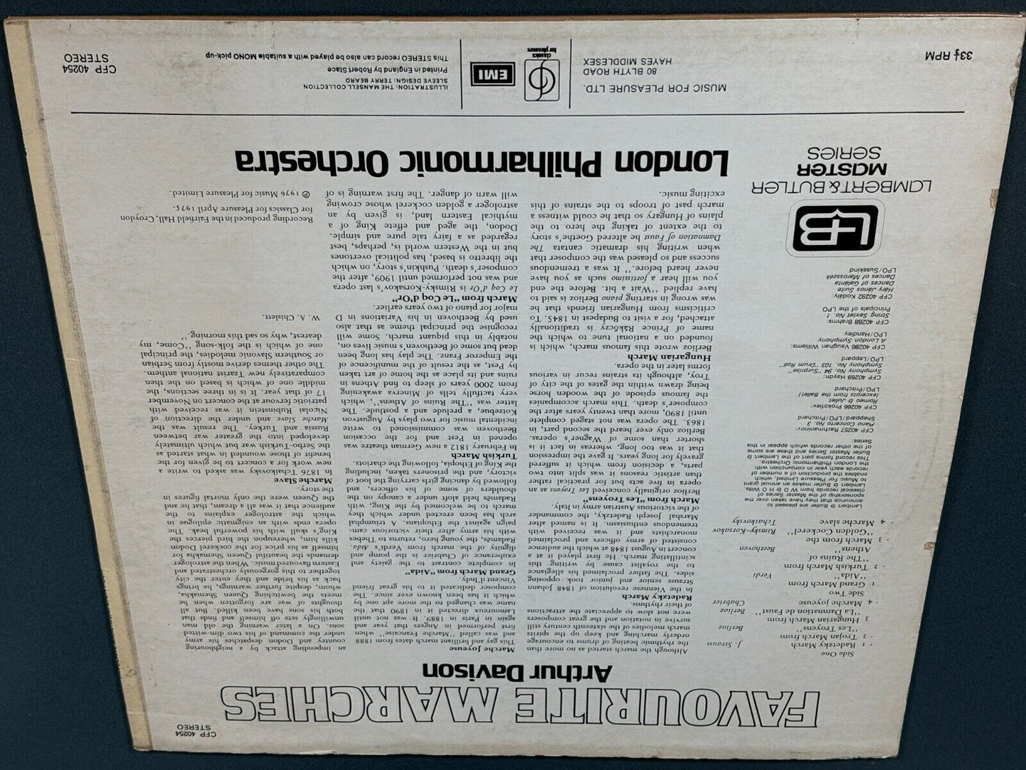 Arthur Davison / London Philharmonic Orchestra Favourite Marches LP vinyl