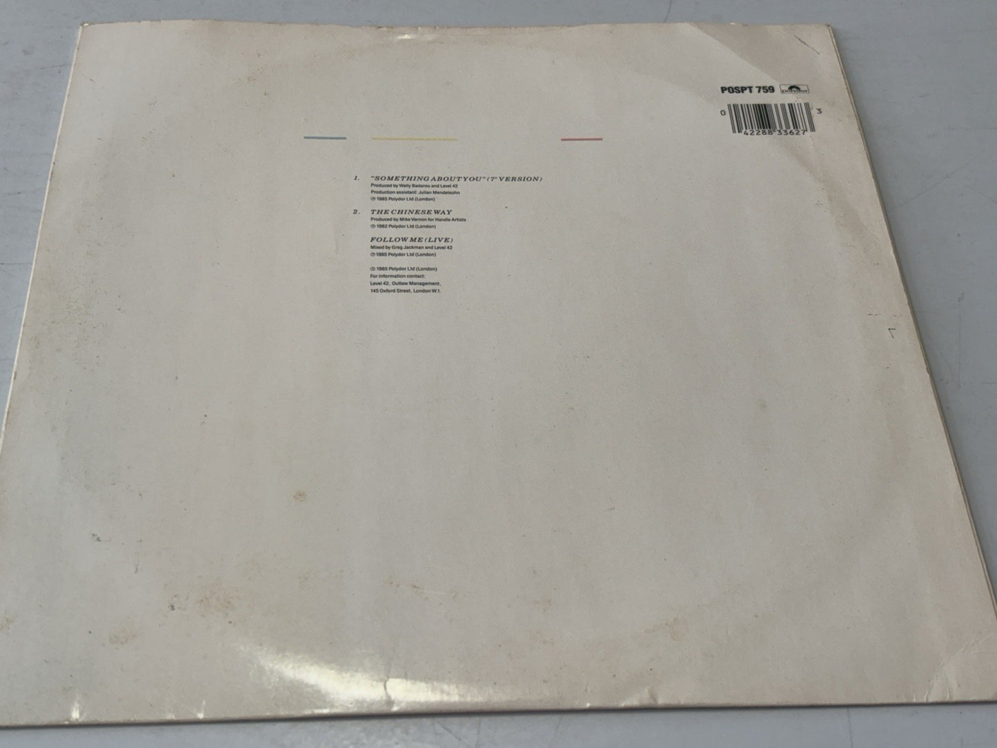 Level 42 Something About You L.E. 10" Vinyl Single Record 1985 Polydor