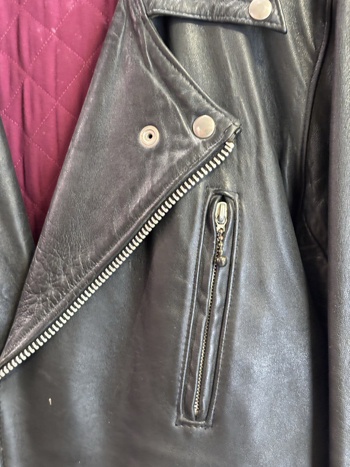 Vintage UK HIGHWAYMAN Biker Leather jacket motorcycle Black London Leather M/L