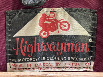 Vintage UK HIGHWAYMAN Biker Leather jacket motorcycle Black London Leather M/L