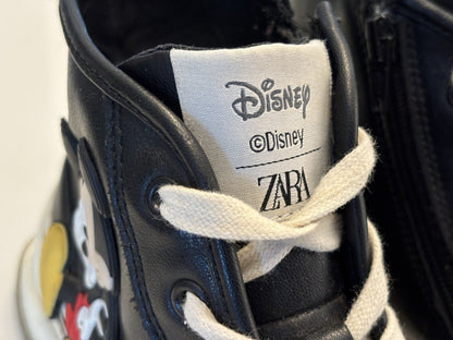 Zara Disney Mickey Mouse Lace Up Zip Platform Hi Top Trainers Black Size UK 6