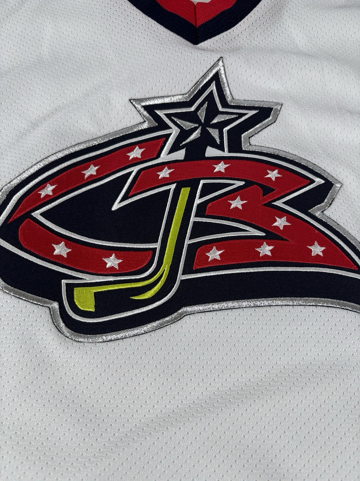 Vintage CCM Columbus Blue Jackets NHL Youths L/XL Air-Knit Hockey Jersey Canada