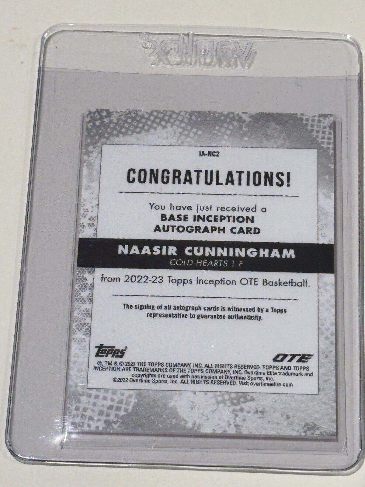2022-23 Topps Inception Naasir Cunningham Red Rookie Autograph Auto RC /75