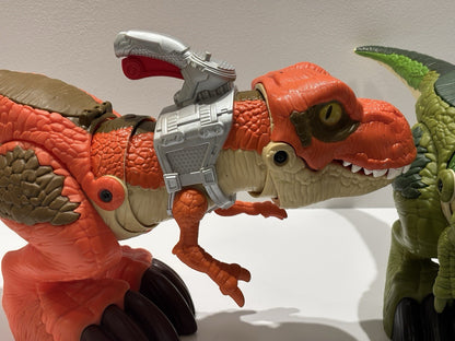 2x Jurassic World Mega Mouth T Rex Chomping Dinosaur Toy Imaginext