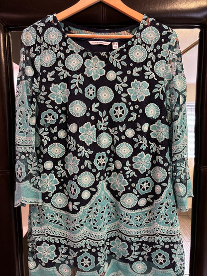 Isaac Mizrahi LIVE Womens Scoop Neck Lace Overlay Top UK Size XL