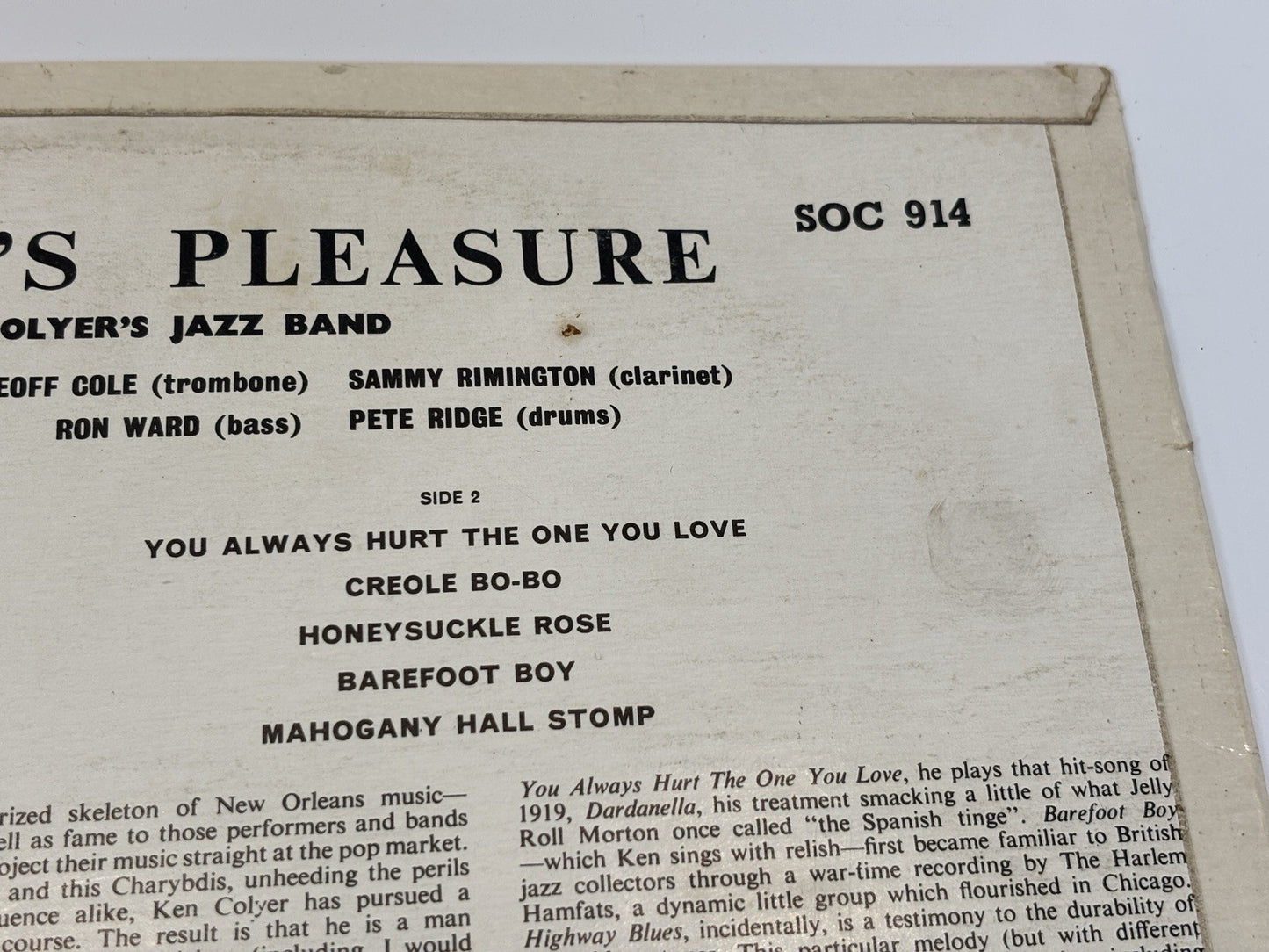 Ken Colyer's Jazz Band - Colyer's Pleasure (Vinyl)