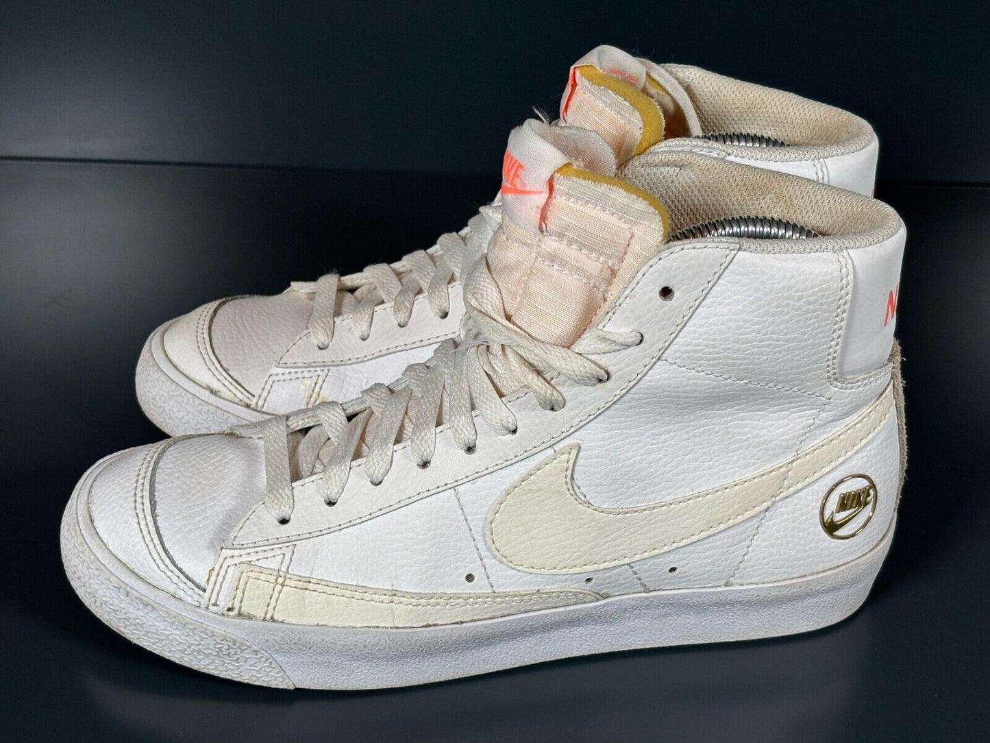 Nike Blazer Mid '77 White Sail Gold Pink Trainers Size UK 6 US 8.5