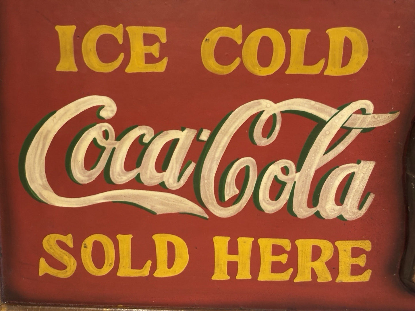 VINTAGE RARE ORIGINAL COCA COLA SIGN WOODEN 60cm x 40cm