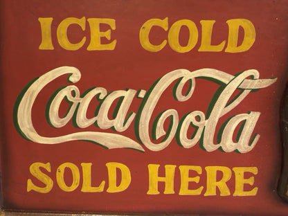 VINTAGE RARE ORIGINAL COCA COLA SIGN WOODEN 60cm x 40cm