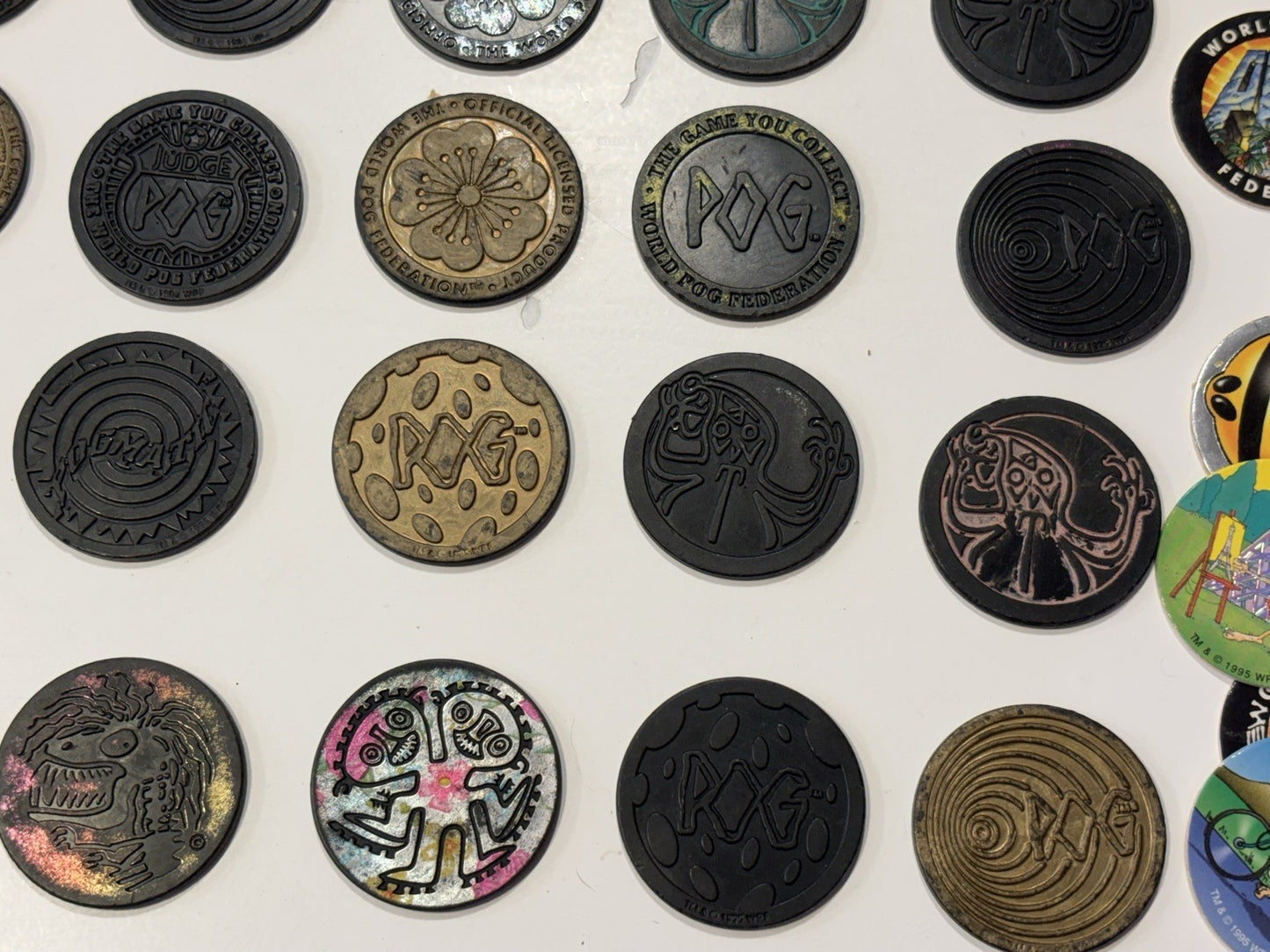 Huge 90’s Pog Collection Including 37 Slammers Pogs Pogz