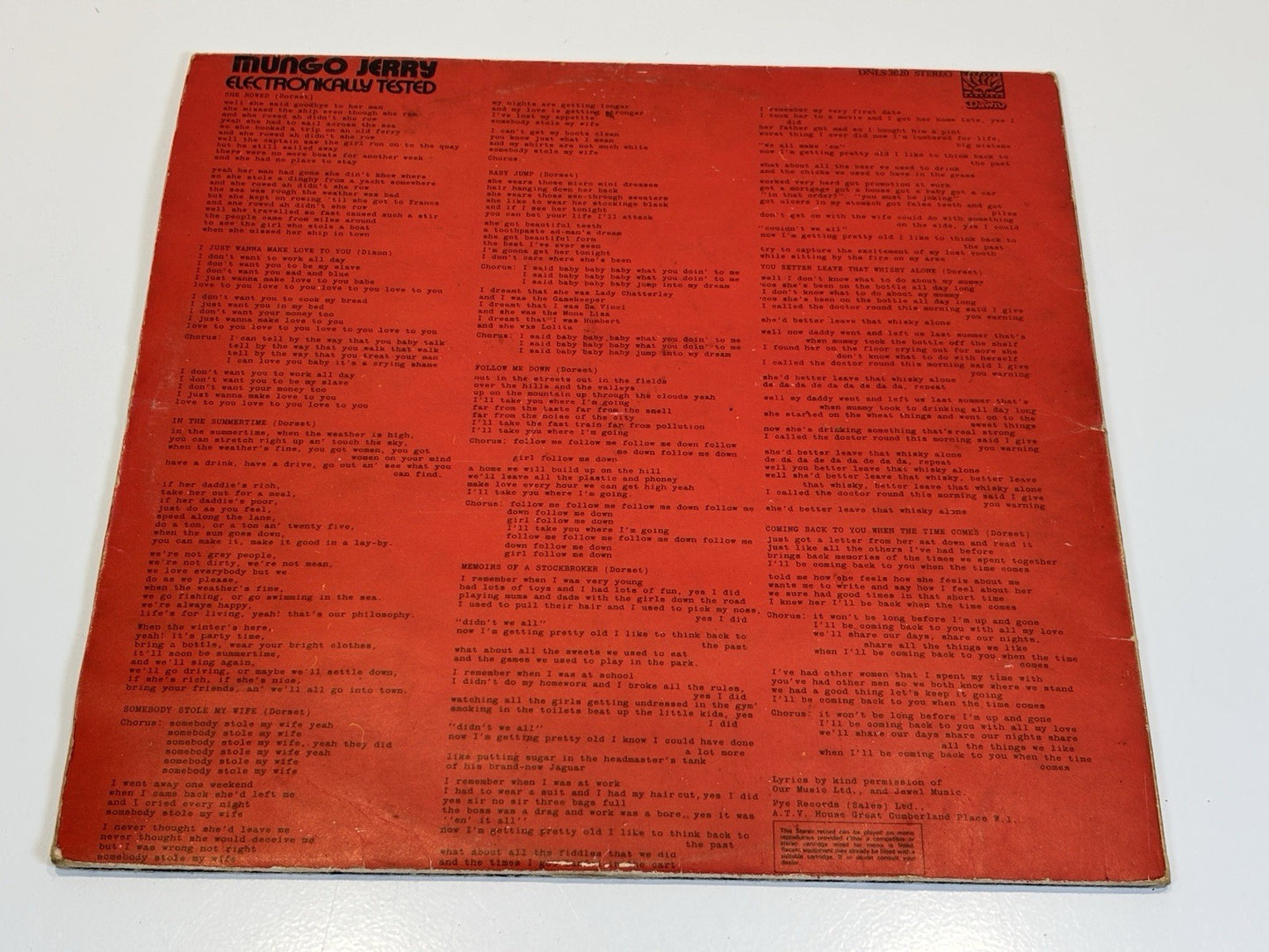 MUNGO JERRY electronically tested 1971 LP vinyl gatefold album DAWN