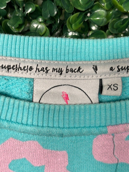 Scamp & Dude Turquoise Pink Leopard and Lightning Bolt Jumper Size XS