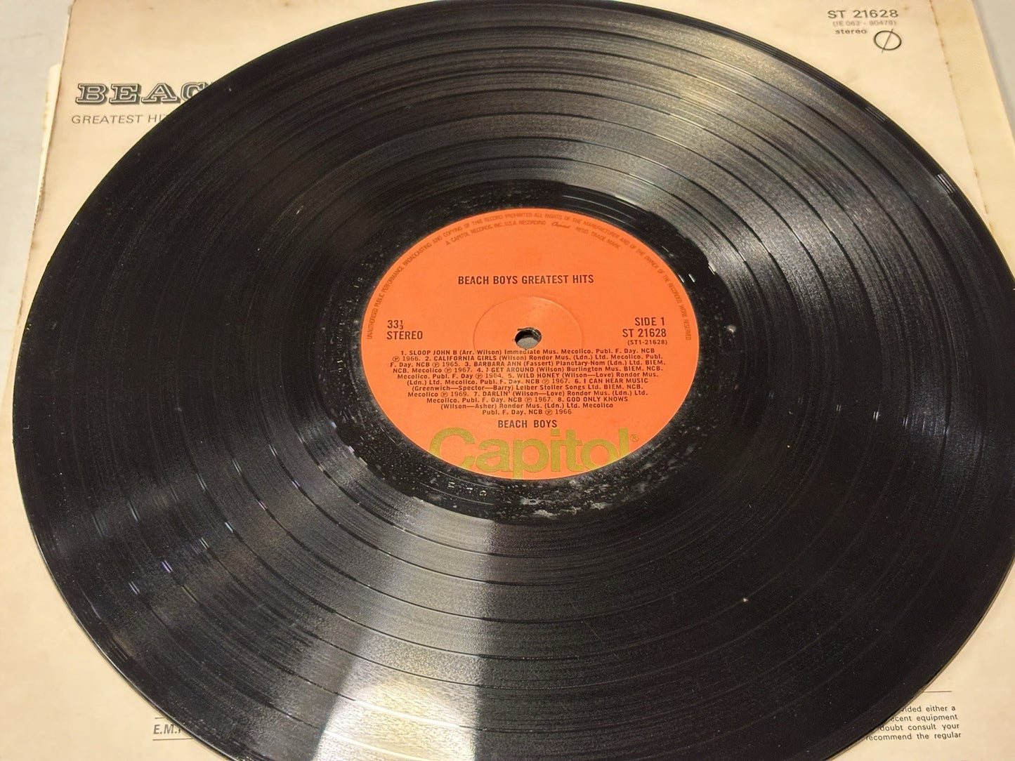 Beach Boys Greatest Hits Vinyl LP Capitol Records ST 21628 UK 1970